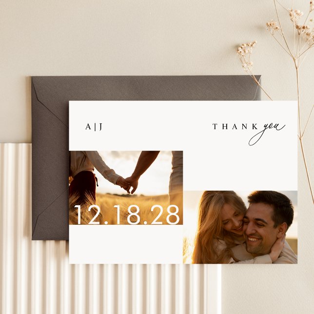 Rustic Boho Photo Wedding Thank You Card (Creator Uploaded)