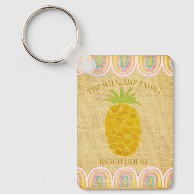 Rustic Boho Pineapple Keychain (Front)