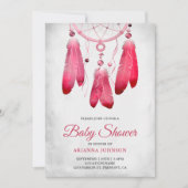 Rustic Boho Pink Dream Catcher Baby Shower Invitation (Front)