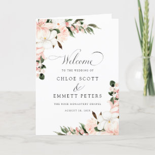 Rustic Boho Pink Floral Wedding Booklet Program