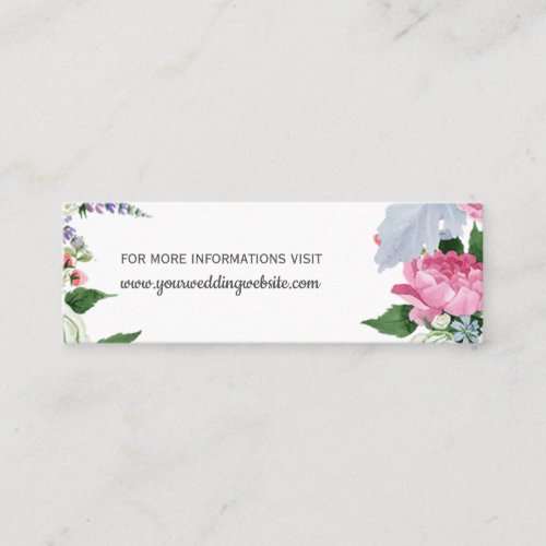 Rustic Boho pink lilac blue floral Wedding Website Mini Business Card