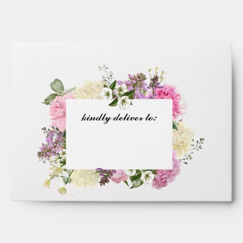 Rustic Boho Pink White Purple Floral Wedding Envelope