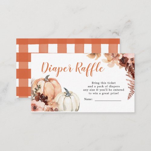 Rustic Boho Pumpkin Baby Shower Diaper Raffle Enclosure Card