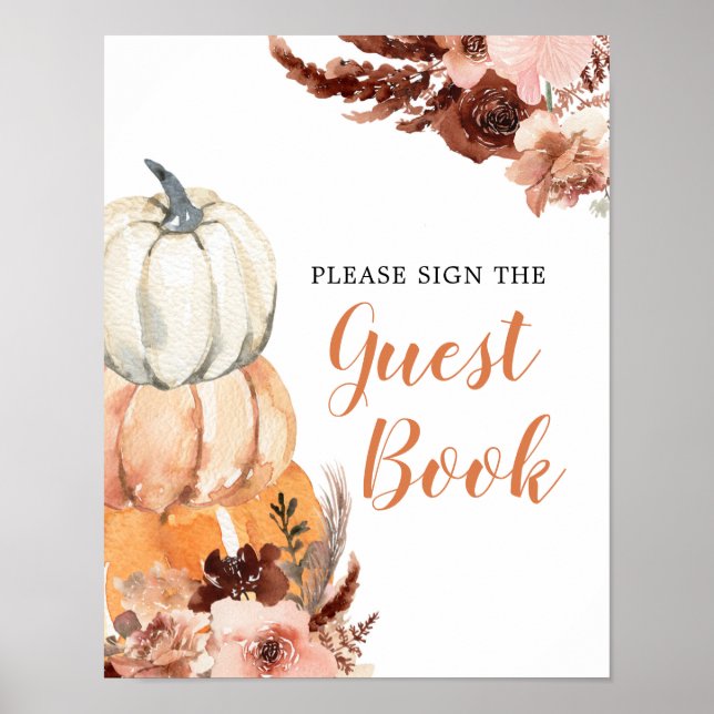 Rustic Boho Pumpkin Baby Shower Guest Book (Front)
