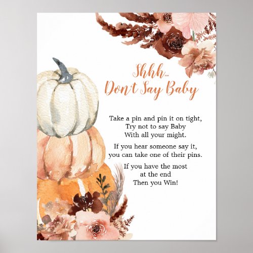 Rustic Boho Pumpkin Dont Say Baby Games Sign