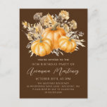 Rustic Boho Pumpkin Fall 18th Birthday Party  Invitation Postcard<br><div class="desc">Fall pumpkins are nestled in delicate golden yellow and orange wildflowers to create an elegant aesthetic. All of the text is editable so you can easily craft your own special mood.</div>