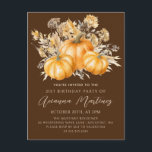 Rustic Boho Pumpkin Fall 21st Birthday Party  Invitation Postcard<br><div class="desc">Fall pumpkins are nestled in delicate golden yellow and orange wildflowers to create an elegant aesthetic. All of the text is editable so you can easily craft your own special mood.</div>