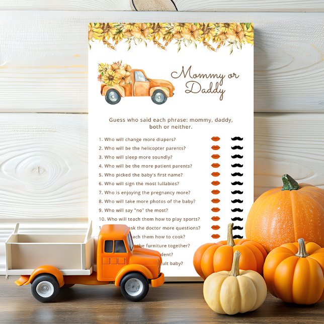 Rustic Boho Pumpkin Fall Floral Baby Shower Game (Creator Uploaded)