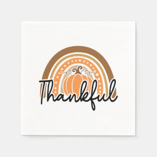 Rustic Boho Pumpkin Rainbow Thankful Napkins