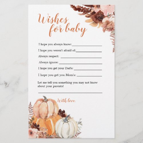 Rustic Boho Pumpkin Shower Wishes For Baby