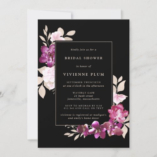 Rustic Boho Purple Pink Floral Bridal Shower Invitation