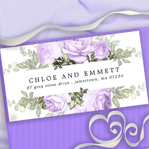 Rustic Boho Purple Rose Floral Address Label