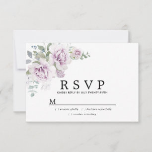Rustic Boho Purple Rose Floral Quinceanera RSVP Card