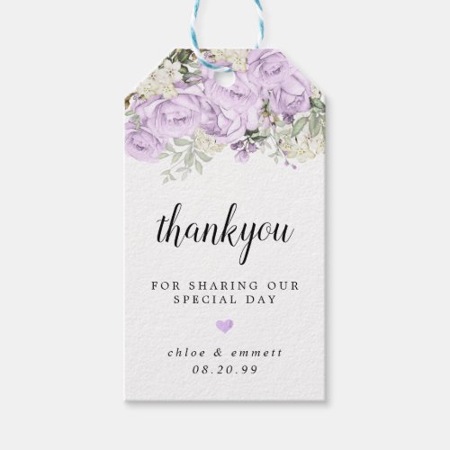 Rustic Boho Purple Rose Floral Wedding Gift Tags