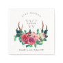 Rustic Boho Red Floral Stag Antlers Baby Shower Napkins