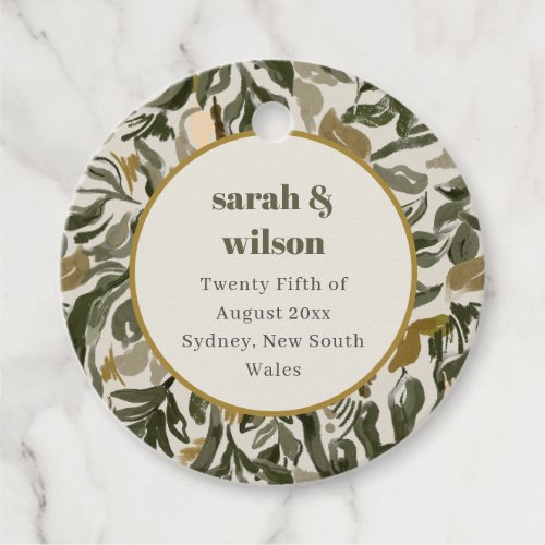 Rustic Boho Retro Arch Green Botanical Wedding Favor Tags