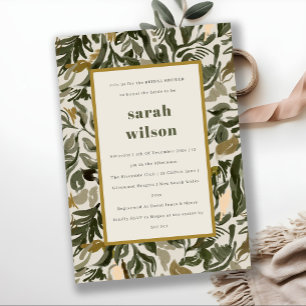Rustic Boho Retro Green Botanical Bridal Shower Invitation
