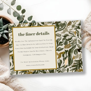 Rustic Boho Retro Green Botanical Wedding Detail Enclosure Card
