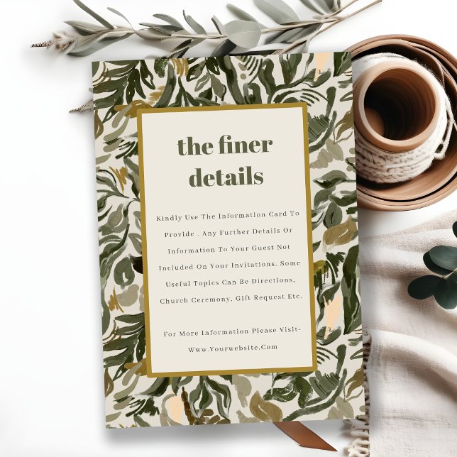 Rustic Boho Retro Green Botanical Wedding Detail Enclosure Card (Creator Uploaded)