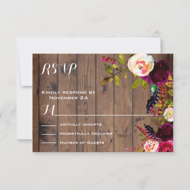 Rustic Boho RSVP dark wood (Front)