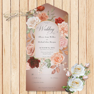 Rustic Boho Rust Peach Floral Arch Blush No Dinner All In One Invitation