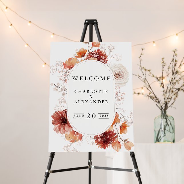 Rustic Boho Rust Terracotta Wedding Reception Foam Board (In Situ (Stand))