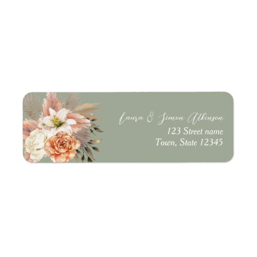 Rustic Boho Sage Green Wedding Return Address Label