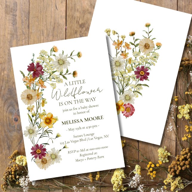 Rustic Boho Sage Green Wildflower Baby Shower Invitation (Creator Uploaded)