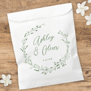 Rustic Boho Sage Green Wildflower Floral Wedding Favor Bag