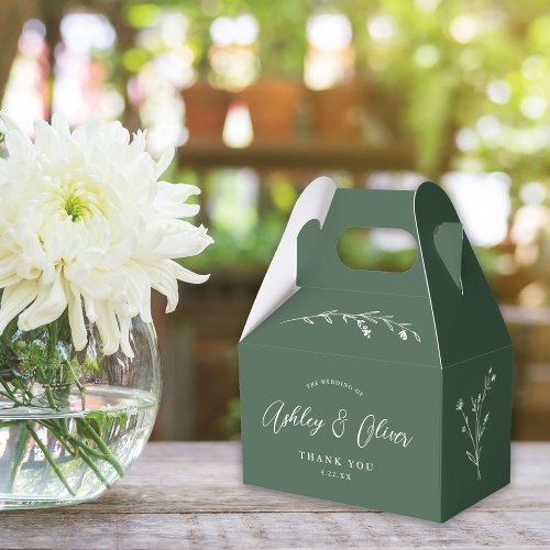 Rustic Boho Sage Green Wildflower Wedding Favor Boxes