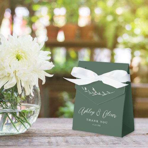 Rustic Boho Sage Green Wildflower Wedding Favor Boxes