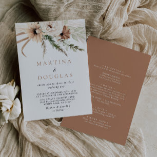 Rustic Boho Simple Back & Front Formal Wedding   Invitation