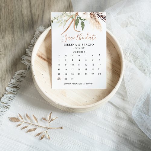 Rustic Boho Simple Floral Save the Date Calendar