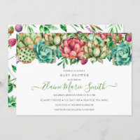 Rustic Boho Succulent Gender Neutral Baby Shower Invitation