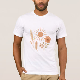 Rustic Boho Sun & Pampas Design Bohemian Floral T-Shirt