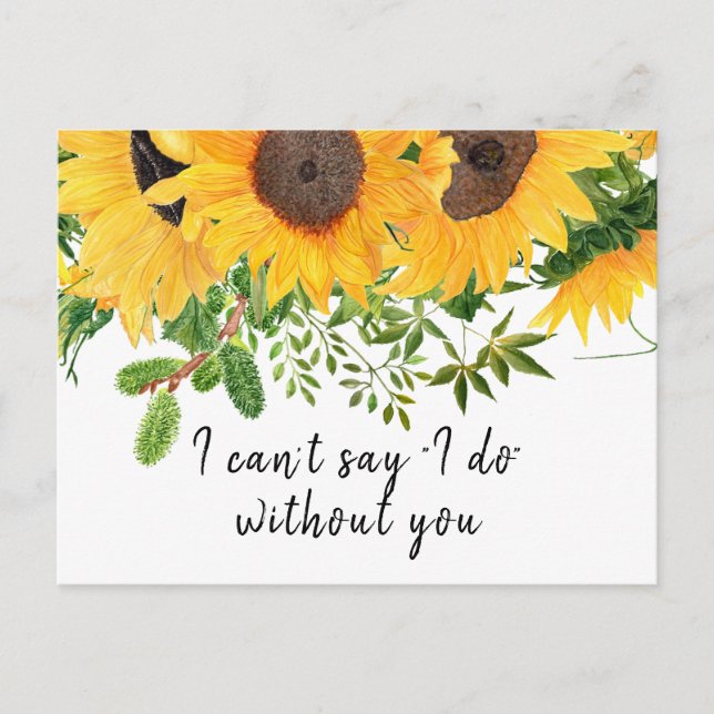Rustic Boho Sunflower Bridesmaid Proposal Card (Front)