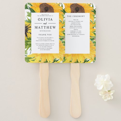 Rustic Boho Sunflower Floral Bouquet Wedding Hand Fan