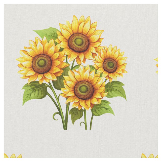 Rustic boho Sunflower Pattern Fabric (Close Up)