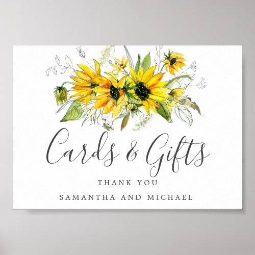 Rustic Boho Sunflower Wedding Cards and Gifts Sign