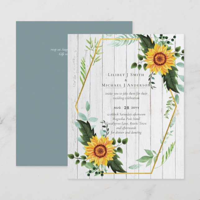 Rustic BOHO Sunflowers Greenery Wedding (Front/Back)