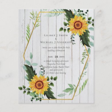Rustic BOHO Sunflowers Greenery Wedding Flyer