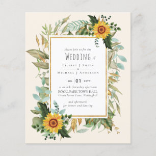 Rustic BOHO Sunflowers Greenery Wedding Flyer