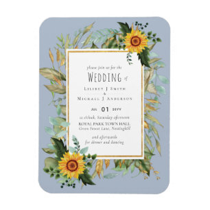 Rustic BOHO Sunflowers Greenery Wedding Magnet