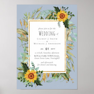 Rustic BOHO Sunflowers Greenery Wedding Poster