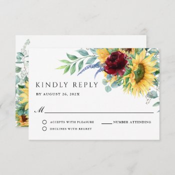 Rustic Boho Sunflowers Wedding Rsvp by DancingPelican at Zazzle