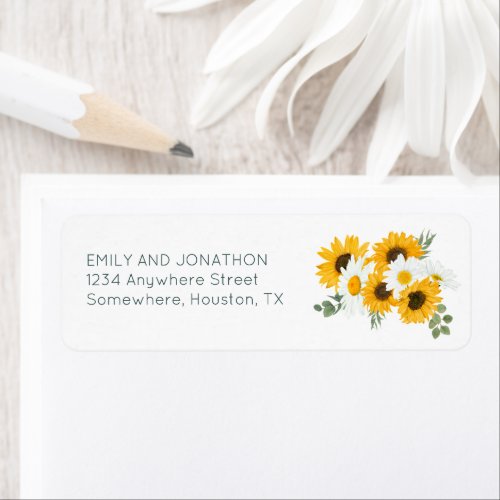 Rustic Boho Sunflowers Wildflowers Return Address Label