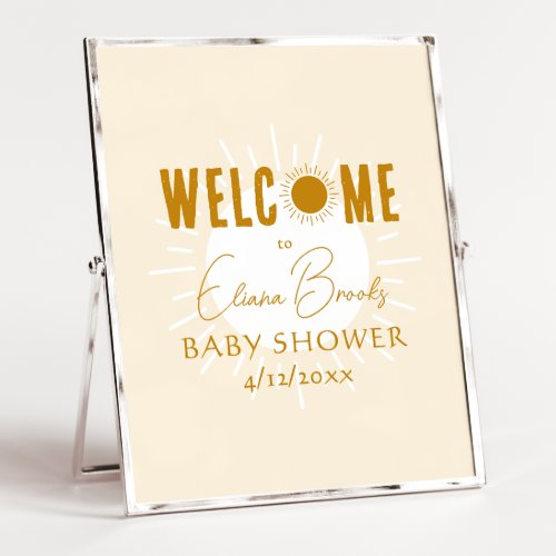 Rustic Boho Sunshine Welcome Baby Shower Sign