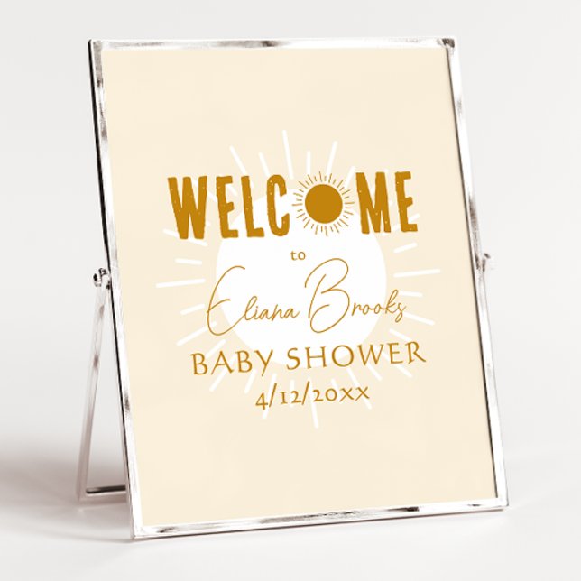 Rustic Boho Sunshine Welcome Baby Shower Sign (Creator Uploaded)