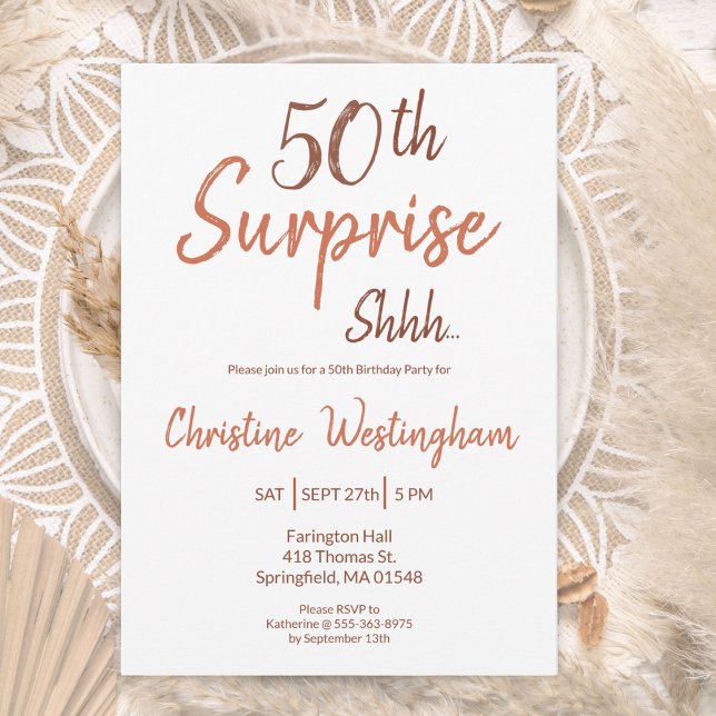 Rustic Boho Surprise 50th Birthday Invitation (Creator Uploaded)