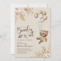 Rustic Boho Teddy Bear Baby Shower Invitation